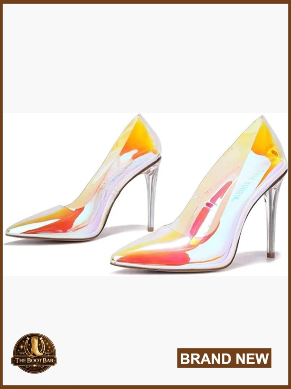 Pointed Toe Stiletto Heels with Lucite Heel, Faux Leather, Ankle Strap, Party